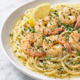 Shrimp Scampi Over Linguine