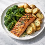 Grilled Salmon Over Broccoli