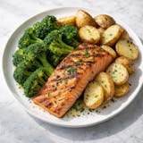 Grilled Salmon Over Broccoli