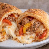 Sausage, Peppers & Onions with Mozzarella Pizza Roll