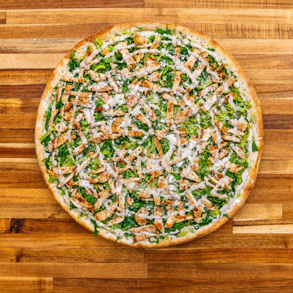 Grilled Chicken Caesar Salad Pizza