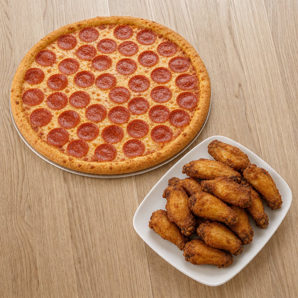 Large Pizza One Topping & 10pc Wings
