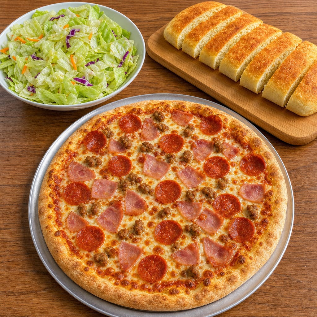 Large 3 Topping Pizza, Salad, Bread Deal