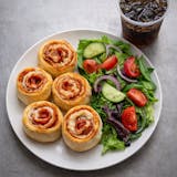 4 Pepperoni Pin Wheel Rolls, Salad & Drink Lunch Special