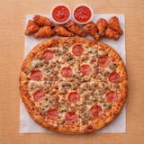 Three Toppings Large Pizza & 10 Wings Special