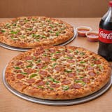 Two Large Pizza with Two Toppings & 2 Liter Soda Special