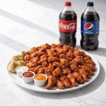 F). 100 Wings, 3 Garlic Knots, Two 1.5 Liter Sodas Special