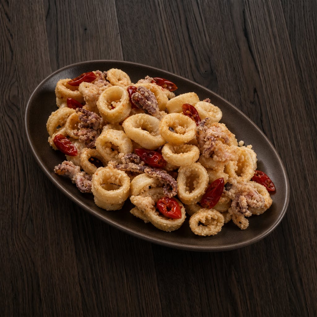 Fried Calamari Giuffrida Style with Hot Cherry Peppers