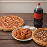 #7 Two Large 1-Topping Pizzas, 10 Wings & a 2-Liter Soda