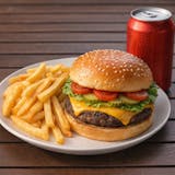 Hamburger with Fries & Can of Soda Lunch