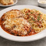 Eggplant Parmesan with Spaghetti