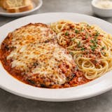 Eggplant Parmesan with Spaghetti