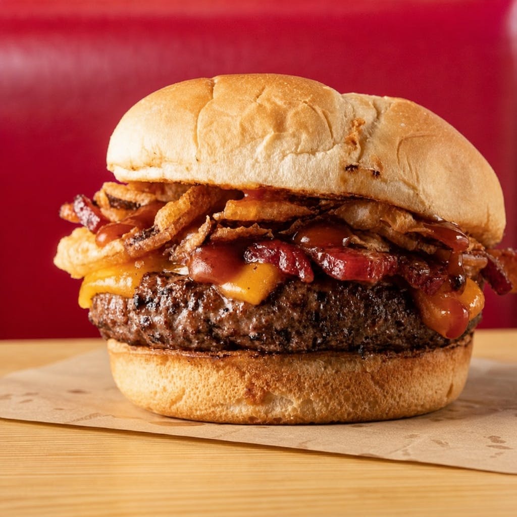 Bacon Cheeseburger with French Fries & Can Soda
