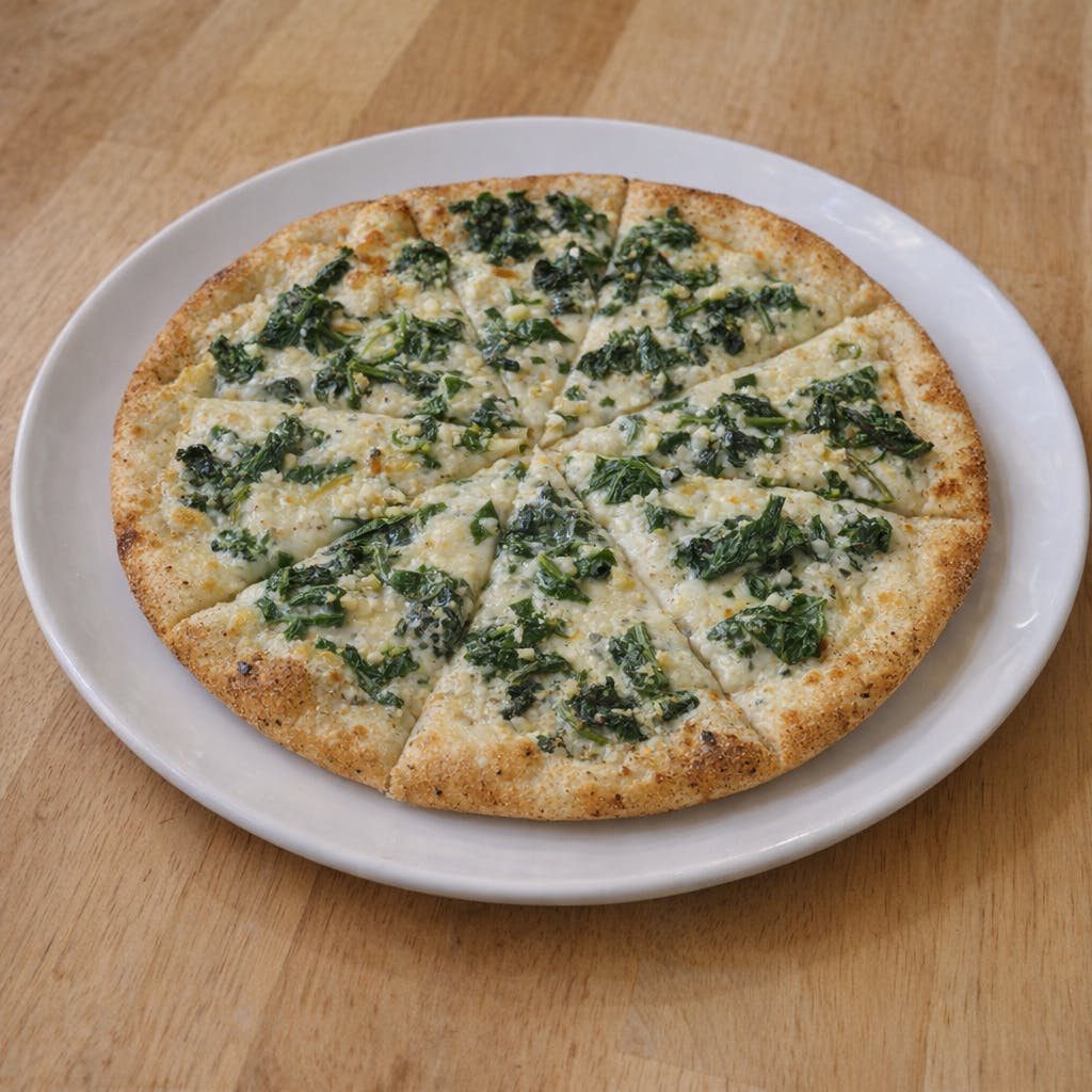 Gluten Free White Spinach with Garlic Pizza