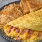 #6 Ham & Cheese Omelet, Hashbrowns & toast Breakfast