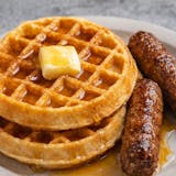 #9 Waffles, 2 Sausage Breakfast