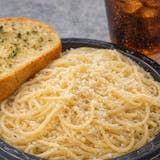 Kid's Parmesan Spaghetti with Garlic Bread & Drink