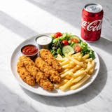 4 Pieces Chicken Fingers Platter & Can of Soda Lunch Special 
