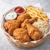 4 Pieces Chicken Platter In a Basket Lunch Special 