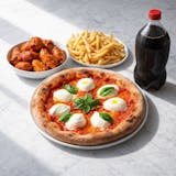 One X-Large Pizza, 12 Buffalo Wings, Order of French Fries, One 2 Liter Soda Special 