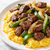 Steak, Onion, Green Pepper, Omelets Breakfast 