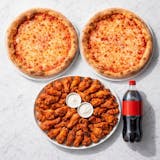Two X-Large Plain Pizzas, 50 Buffalo Wings, & One 2 Liter Soda Special 