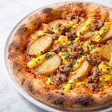 Sausage & Potato Pizza with Nacho Cheese 