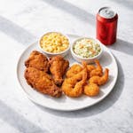 1# 3 Whole Wings, 4 Shrimp, 2 Sides, 1 Can of Soda Combo