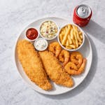 3# 2 Pieces Fish, 4 Shrimp, 2 Sides & 1 Can of Soda Combo