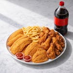 5# 8 Pieces of Tilapia, 15 Whole Wings, Large Fries & 2  Liter Drink Combo