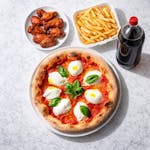 One X-Large Pizza with Two Topping, 6 Whole Wings, Large Fries & 2 Liter Soda Pick Up Special