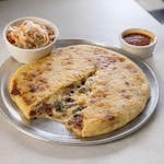 Pupusa de Queso y Frijoles with Loroco