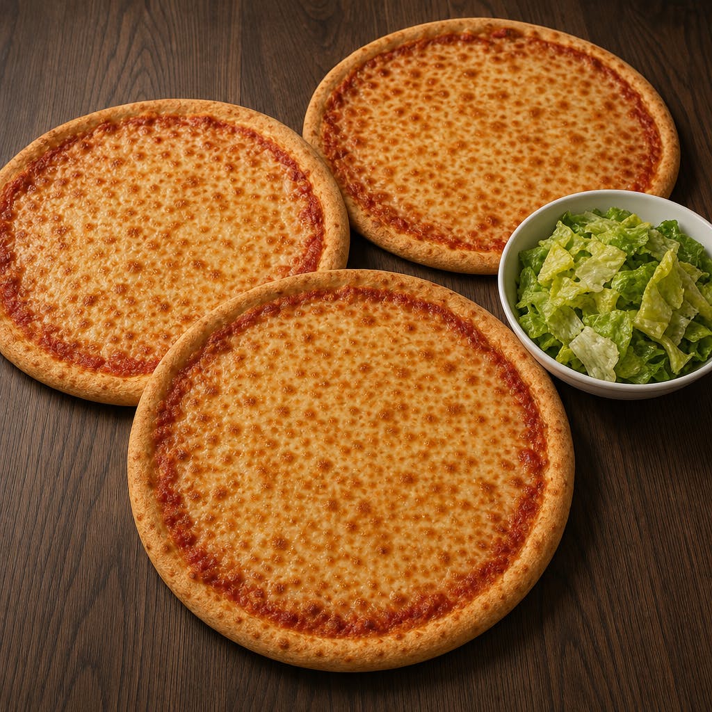3 Large Cheese Pizza & Get Salad Free