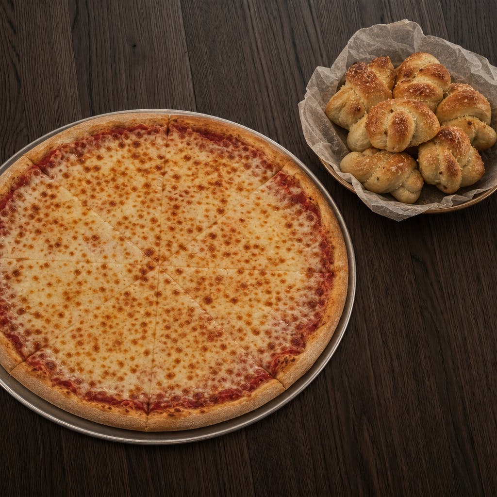 Large Cheese Pizza & Get A Order Of Garlic Knots Free
