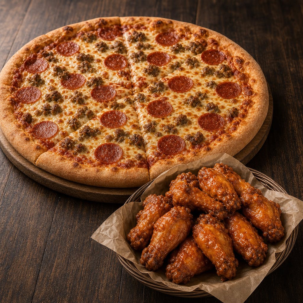 20" Pizza with Two Toppings & 15 Wings Special