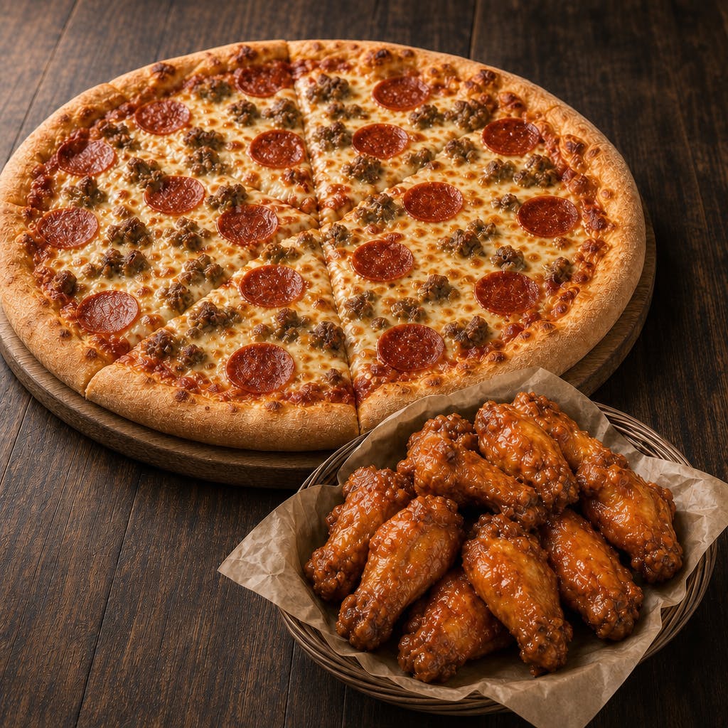 20" Pizza with Two Toppings & 15 Wings Special