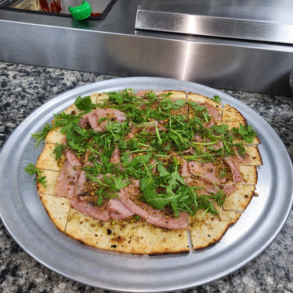 Mortadella with Pistachio Pizza