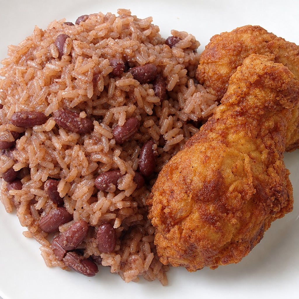 Rice & Beans with Fried Chicken