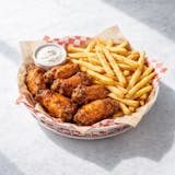 6 Pieces Wings Basket with Fries - Lunch