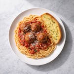 Kids Pasta With Meatballs & Garlic Bread