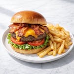 Bacon Cheddar Burger Platter with Fries