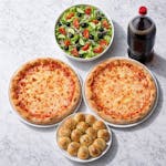 2 Large Cheese Pizzas with Large Garden Salad, 12 Garlic Rolls & 2-Liter Soda Special