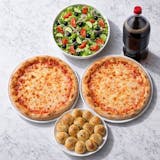 2 Large Cheese Pizzas with Large Garden Salad, 12 Garlic Rolls & 2-Liter Soda Special