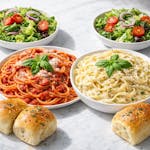 Two Pasta Dinners with Salad & Garlic Rolls Special
