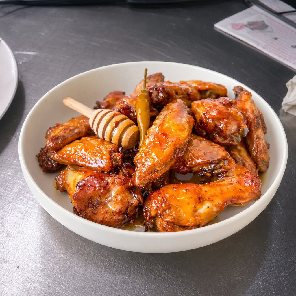 Hot Honey diner  wings  plate