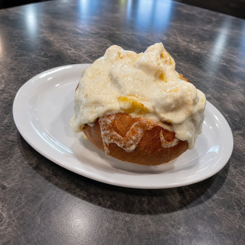 Alfredo Tortellini Bread Bowl